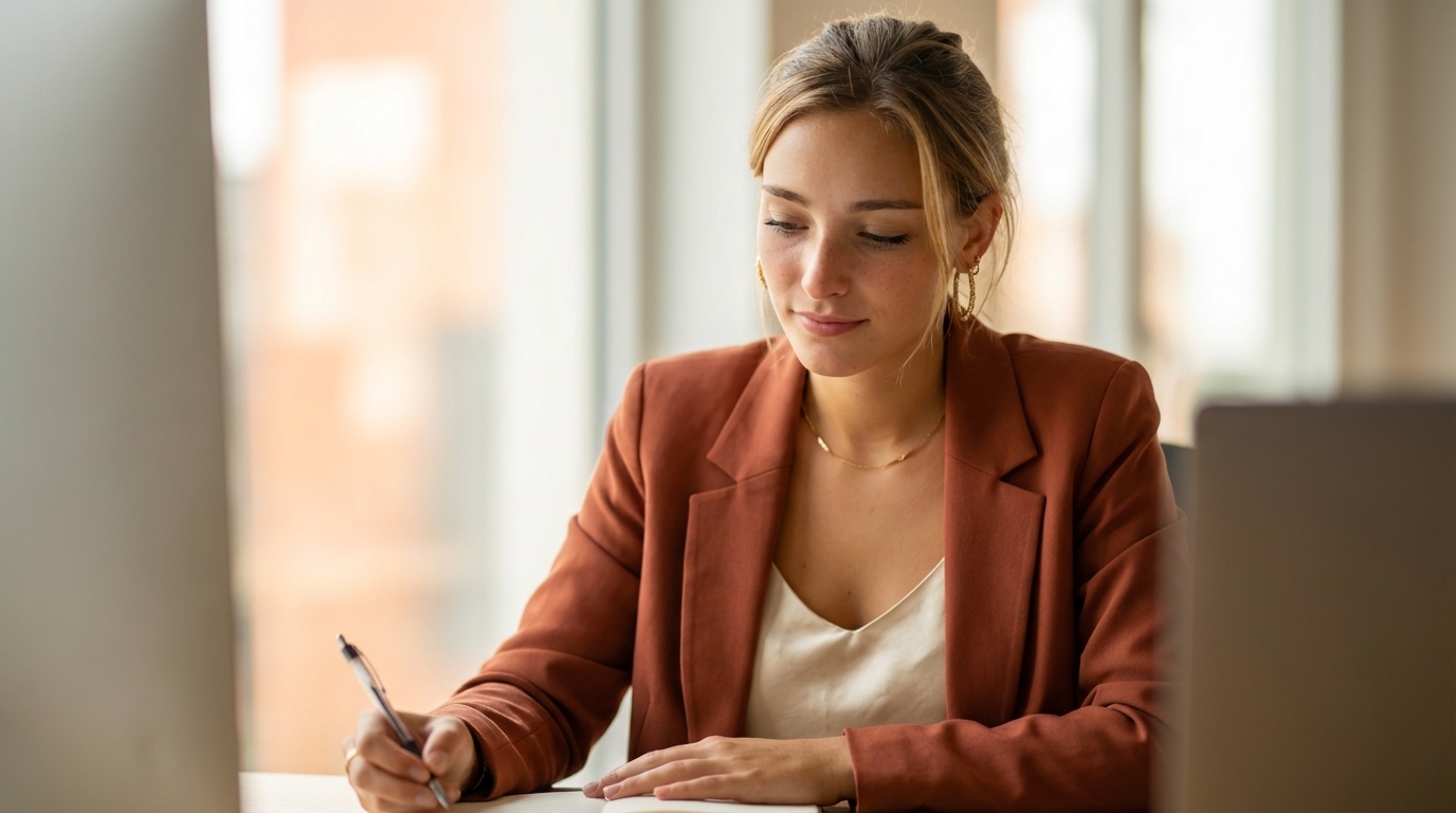 Professional actief aan het werk achter haar laptop